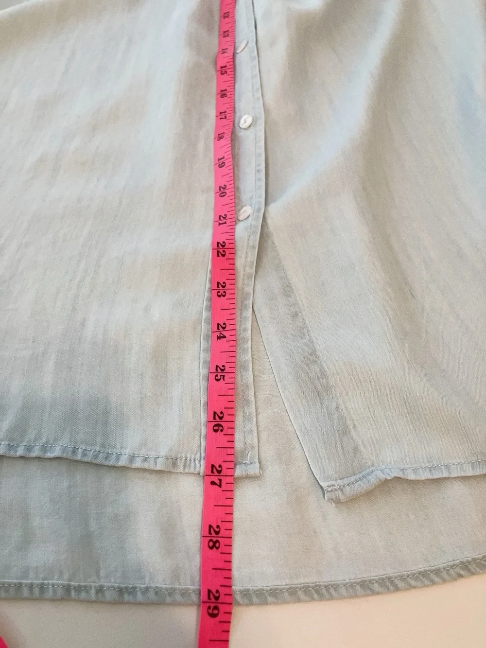 Time & Tru Light Blue Short-Sleeve Chambray Button-Down Shirt Large - Picture 10 of 11